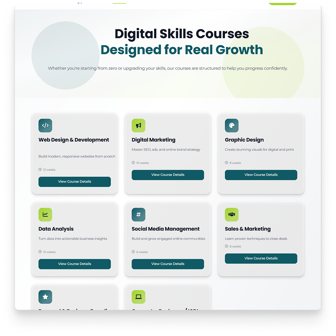 Divas Technology College_ SEO-Driven Lead Generation Website course page